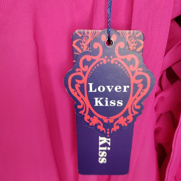 V Neck Midi Dress Chiffon Aline Pleat Lace Up Back In Pink - Picture 8 of 12